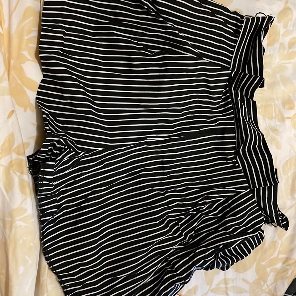 Black and white striped shorts
